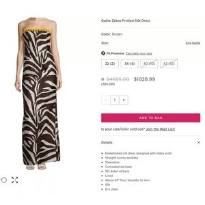 ESCADA. ZEBRA 100% SILK for Prom /motherbride DRESS 8-12